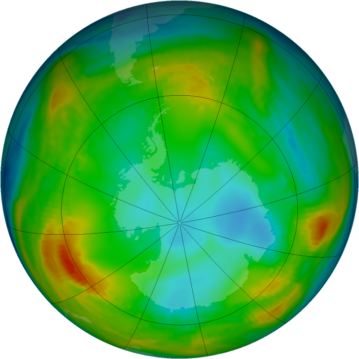 Antarctic ozone map for 16 July 1980